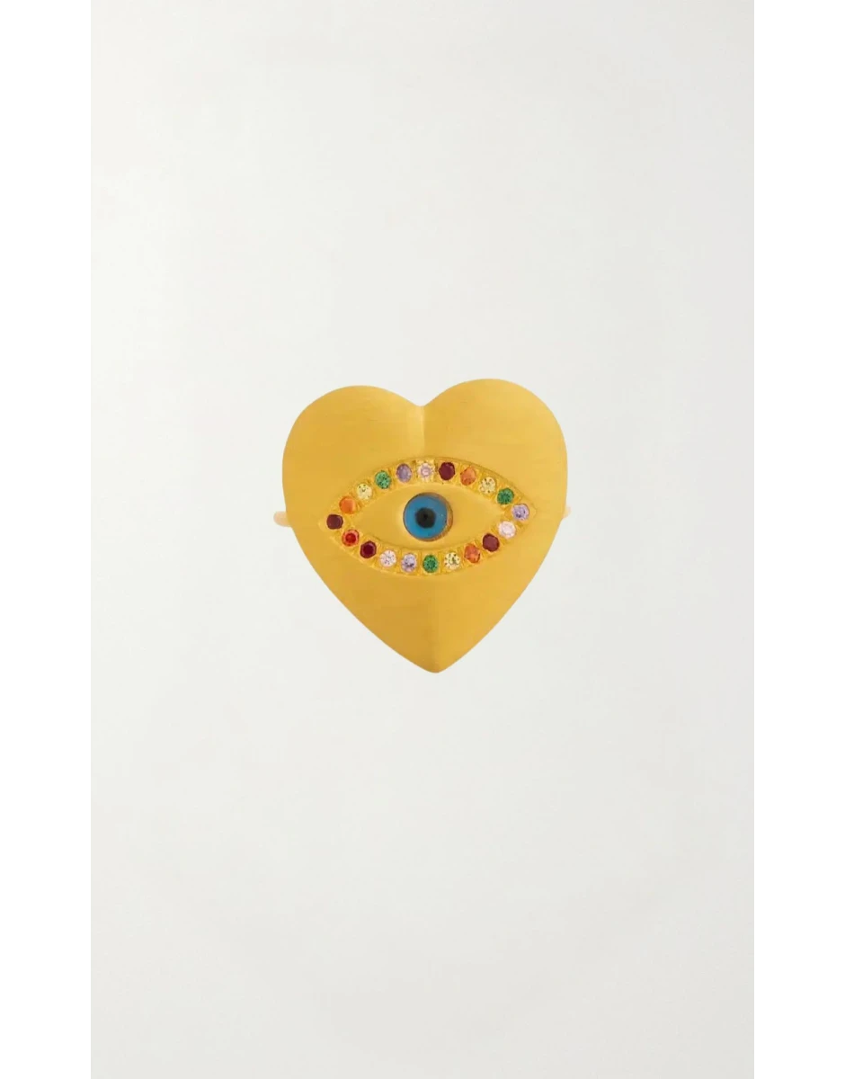 LOVE HEART COLORED EYE SLIM RING L