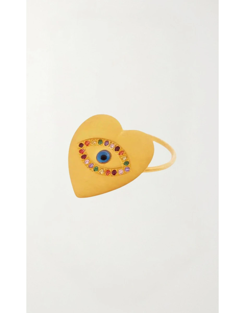 LOVE HEART COLORED EYE SLIM RING L