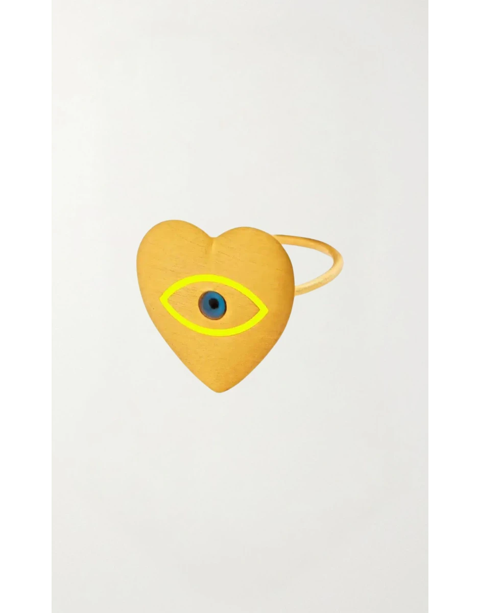 LOVE HEART YELLOW EYE SLIM RING L