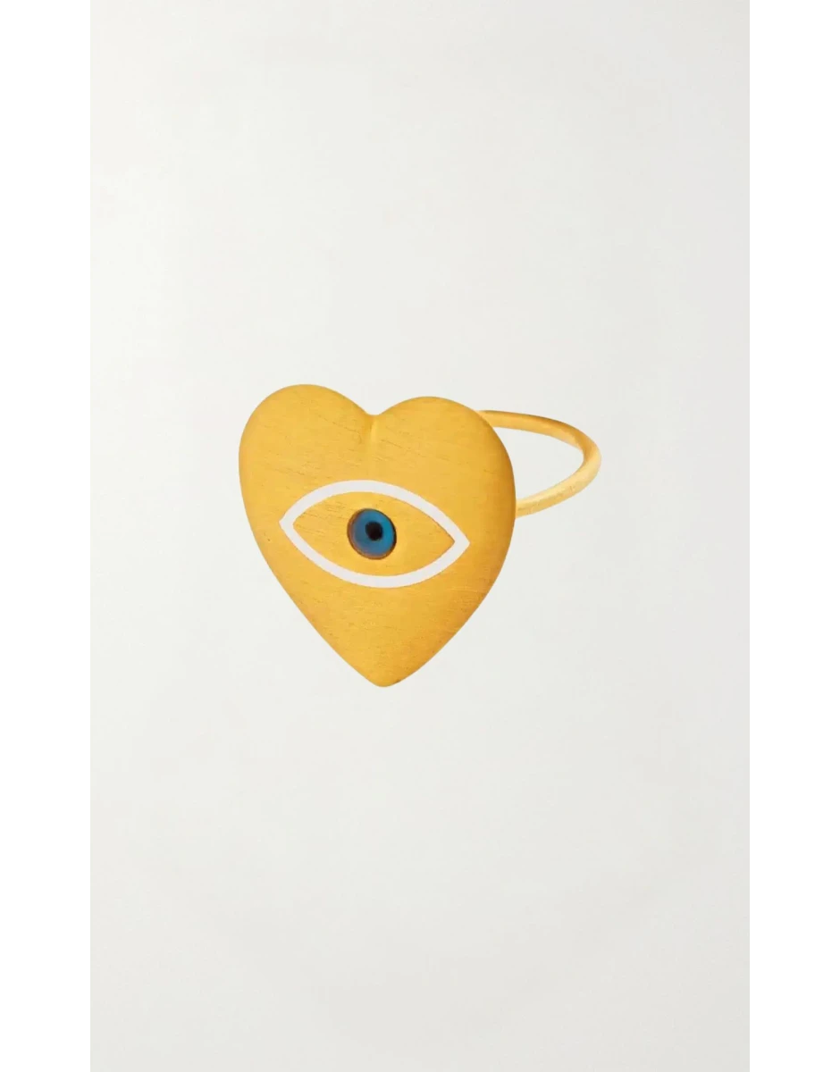 LOVE HEART WHITE EYE SLIM RING L