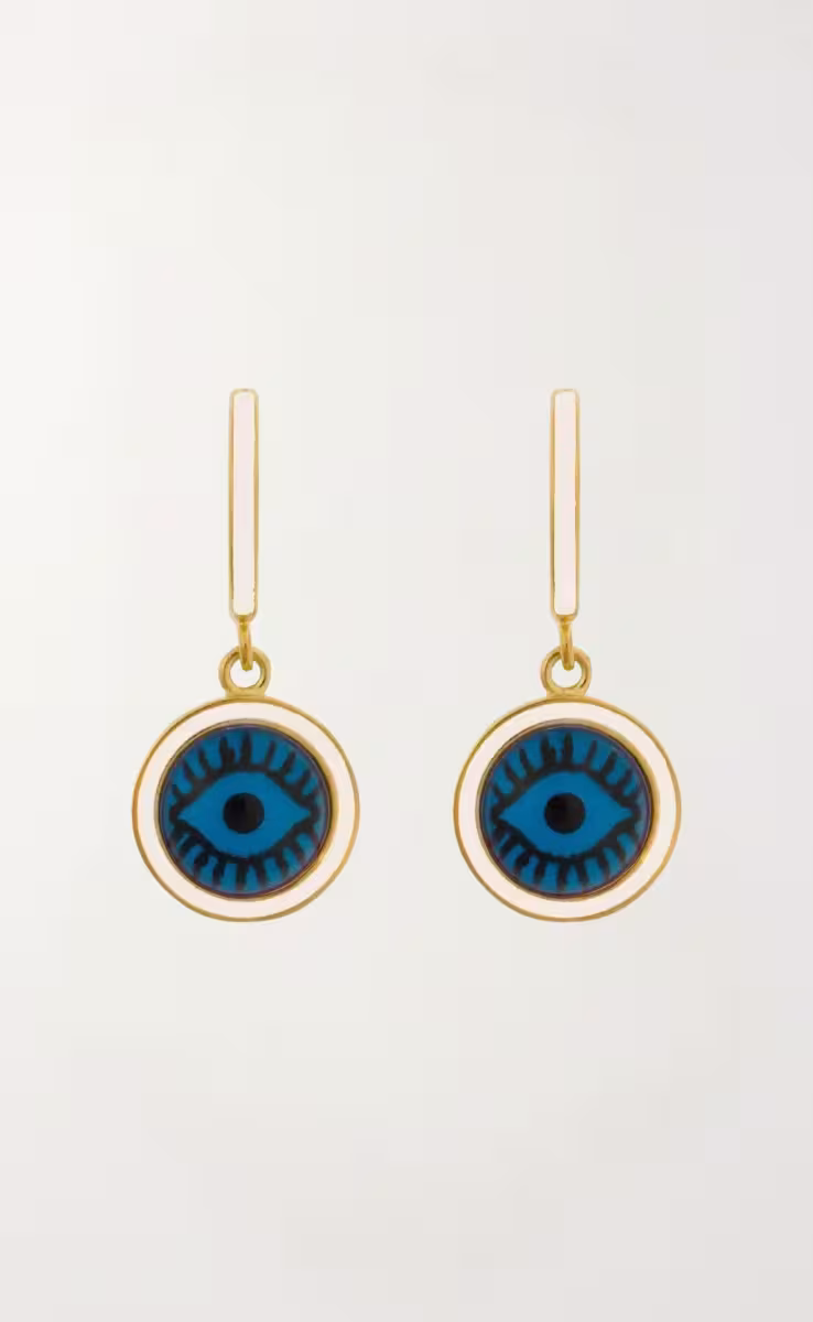 NEON BLUE EYEBALL BLUE HOOPS WHITE