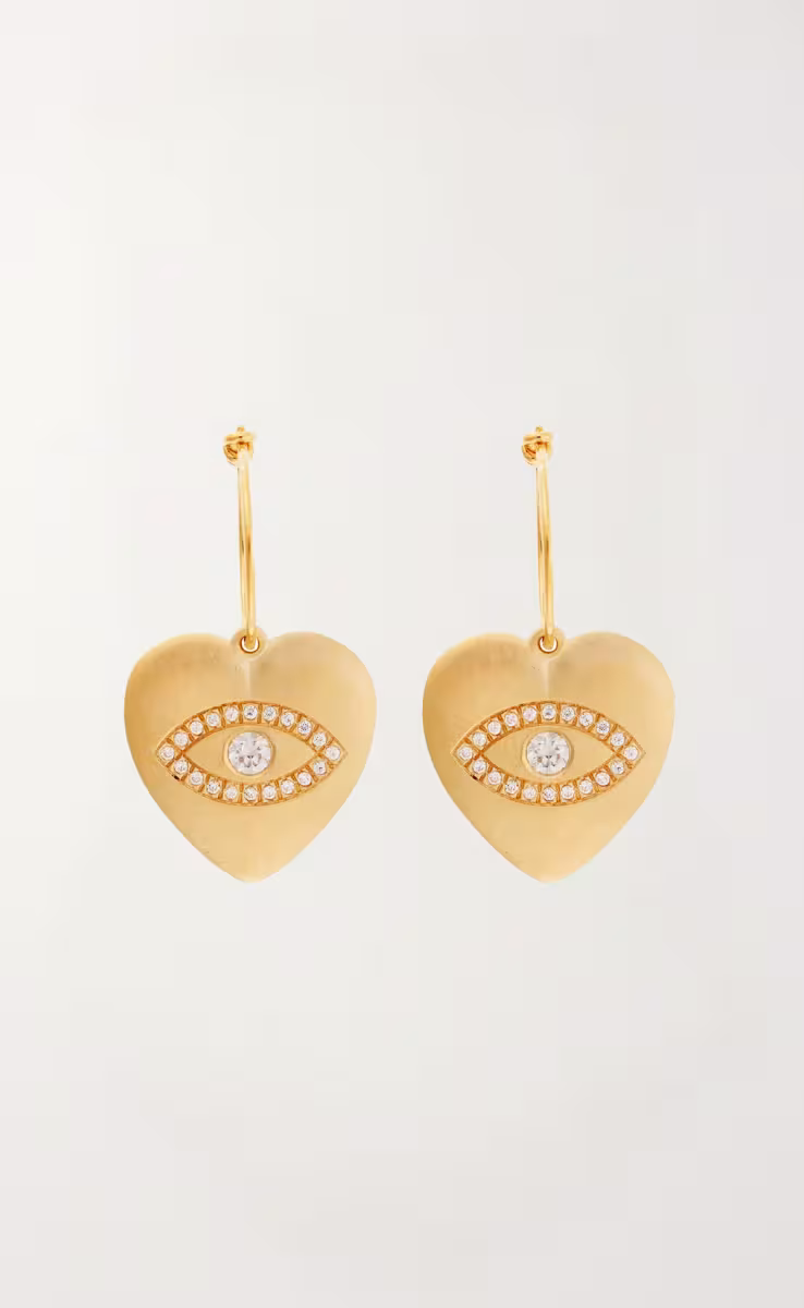 LOVE HEART CRYSTAL EYE SLIM HOOPS