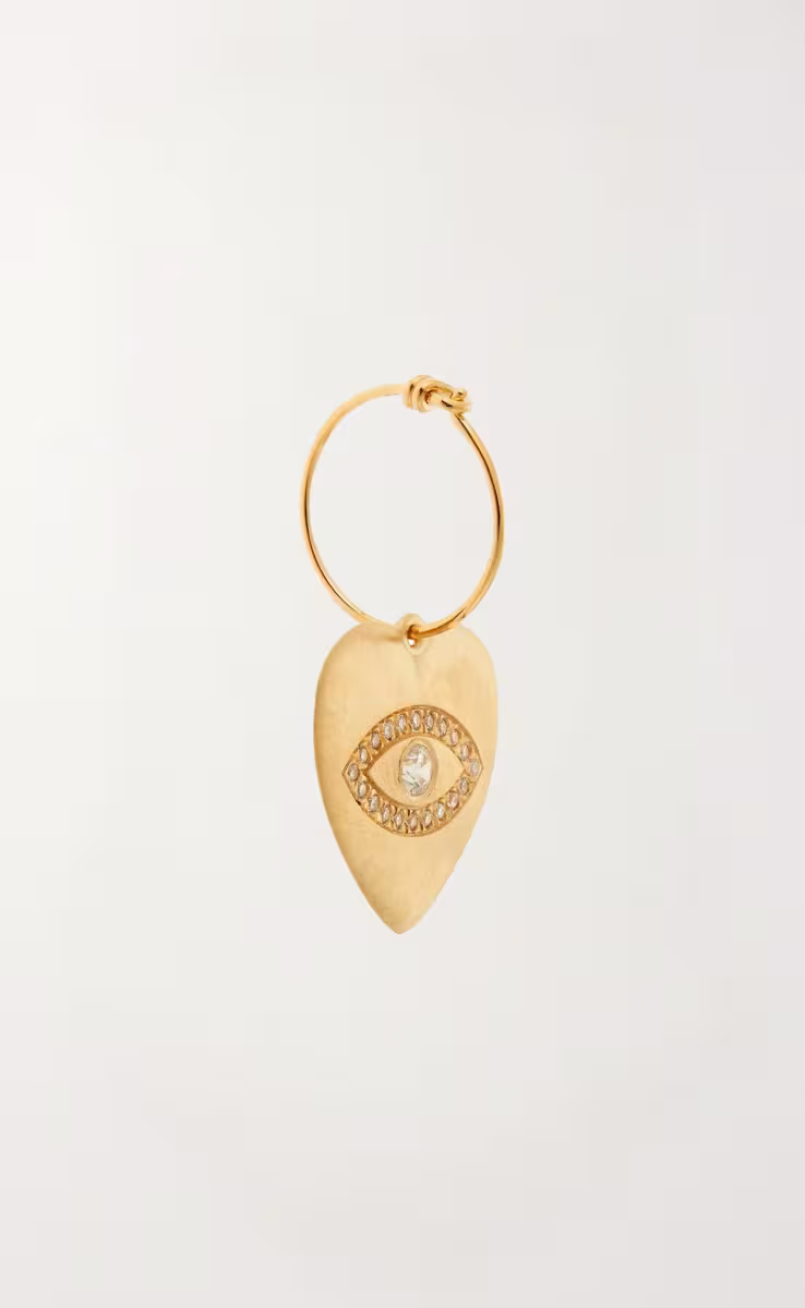 LOVE HEART CRYSTAL EYE SLIM HOOPS