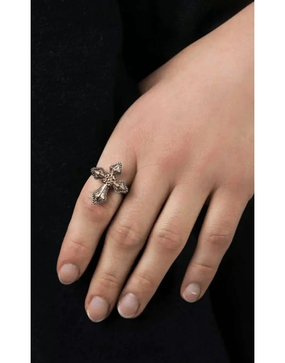 ΔΑΧΤΥΛΙΔΙ ΣΤΑΥΡΟΣ ΑΣΗΜΙ 925 & ΧΡΥΣΟ 18Κ