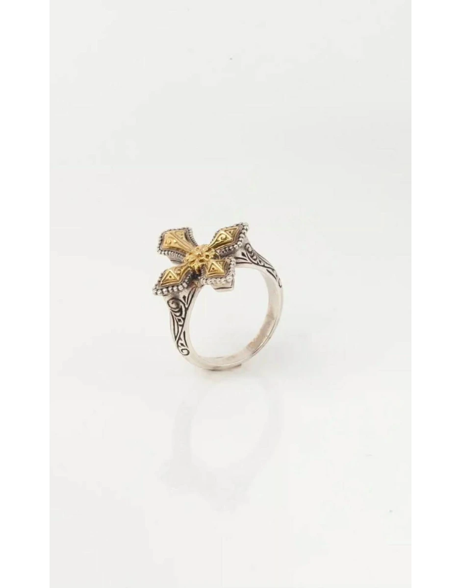 ΔΑΧΤΥΛΙΔΙ ΣΤΑΥΡΟΣ ΑΣΗΜΙ 925 & ΧΡΥΣΟ 18Κ