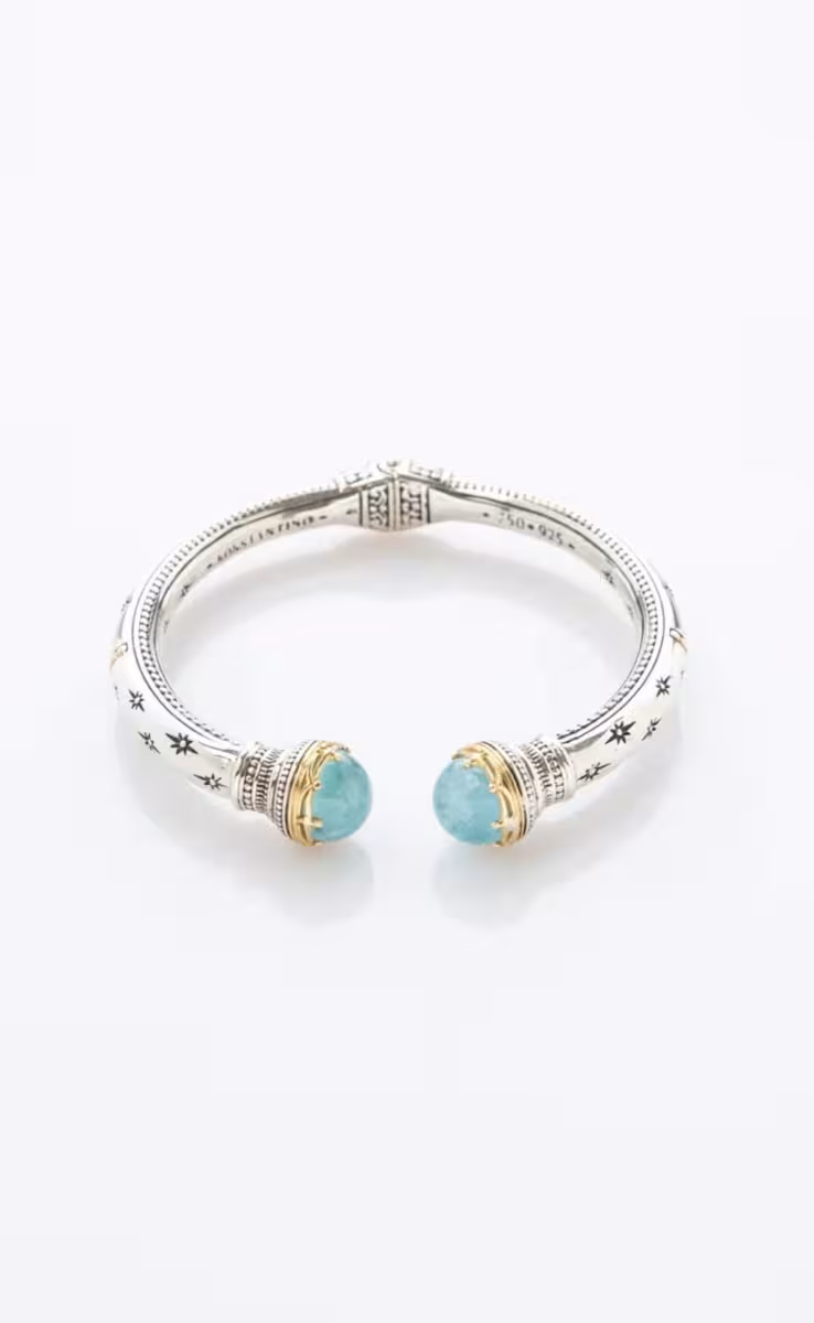 BRACELET STERLING SILVER & 18K GOLD WITH AQUA MARINE