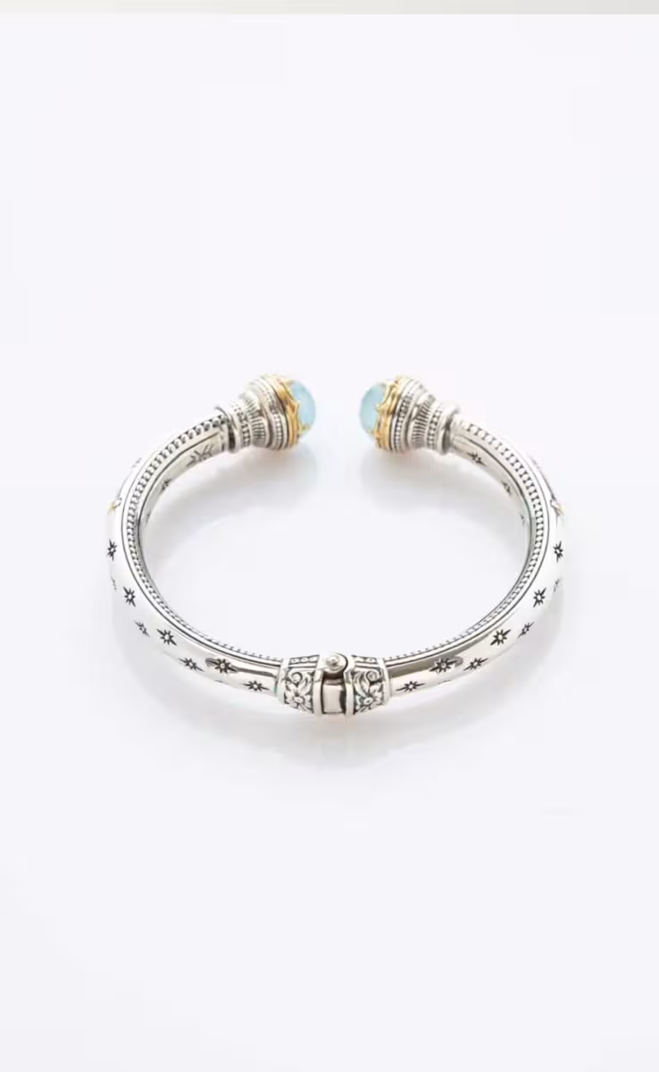 BRACELET STERLING SILVER & 18K GOLD WITH AQUA MARINE