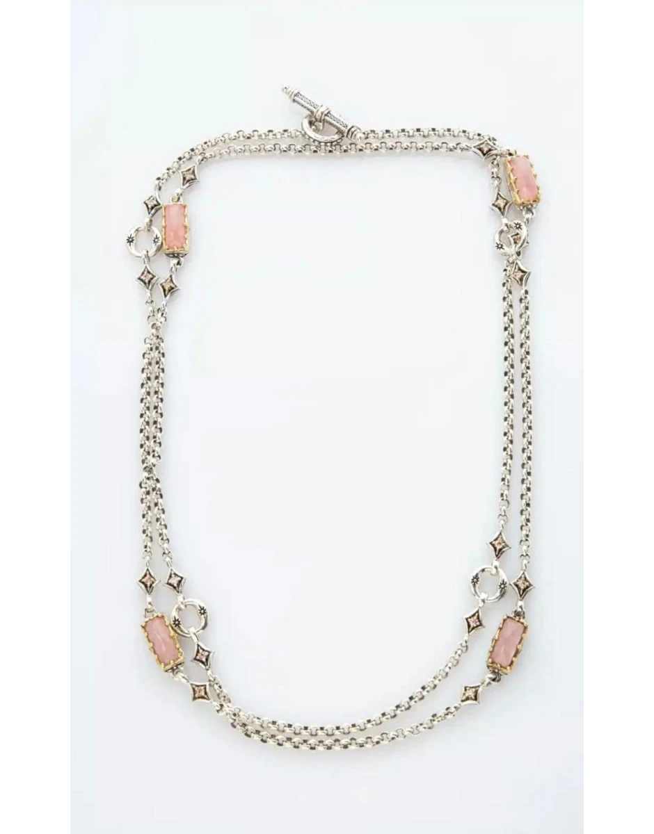 STERLING SILVER & GOLD NECKLACE WITH MORGANITE
