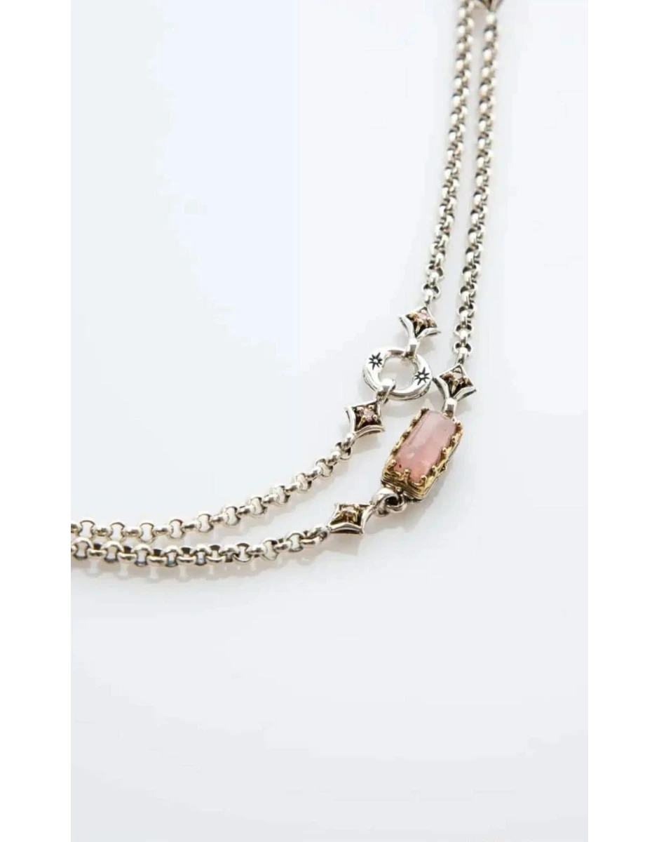 STERLING SILVER & GOLD NECKLACE WITH MORGANITE