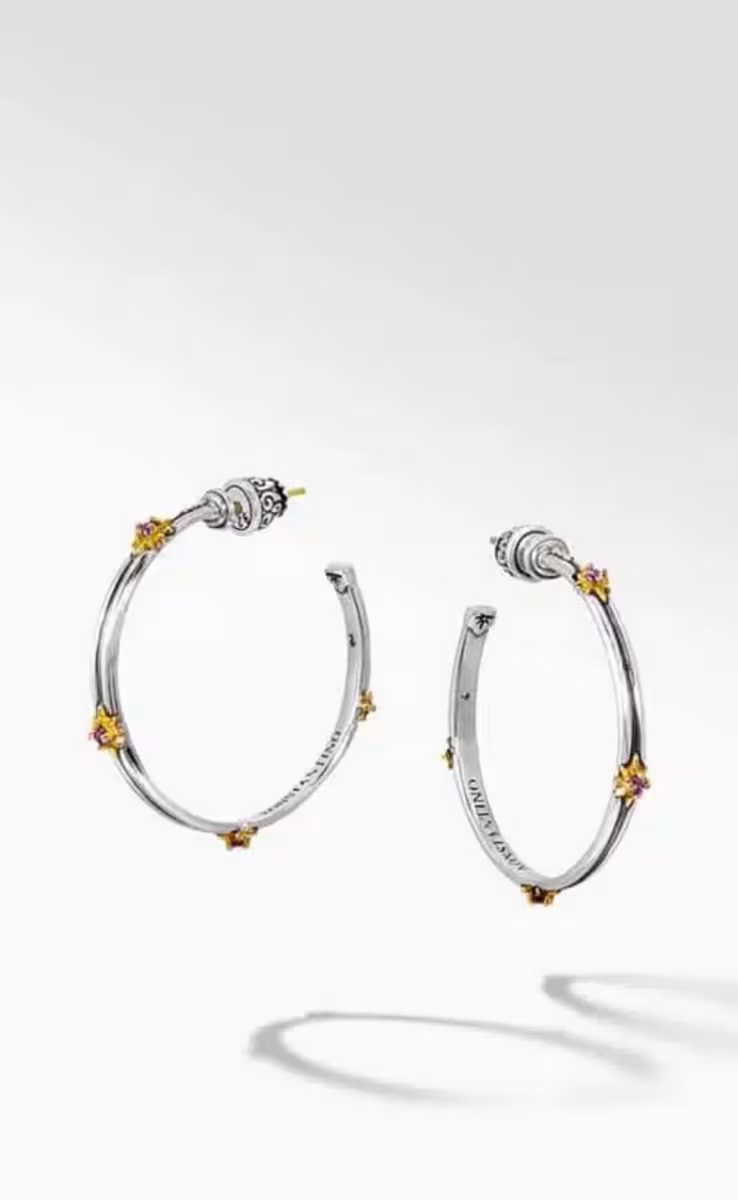 STAR AXIS HOOP EARRINGS WITH MORGANITE