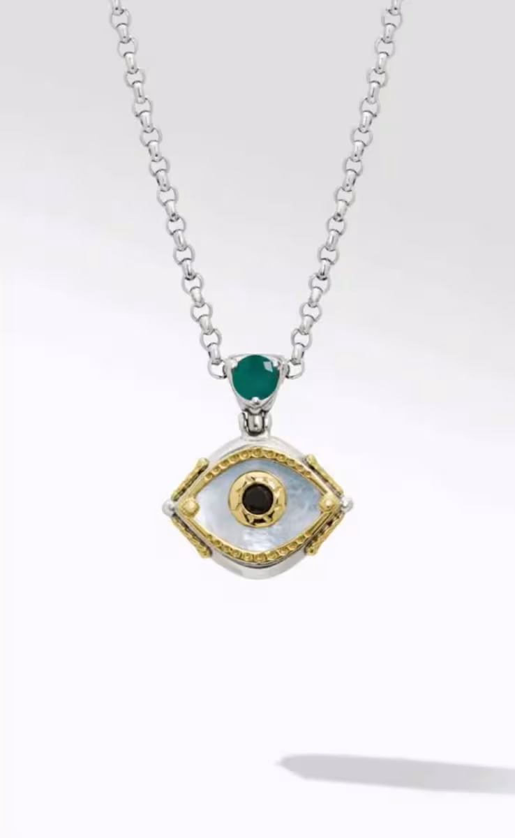PENDANT MAY EVIL EYE WITH GREEN AGATE