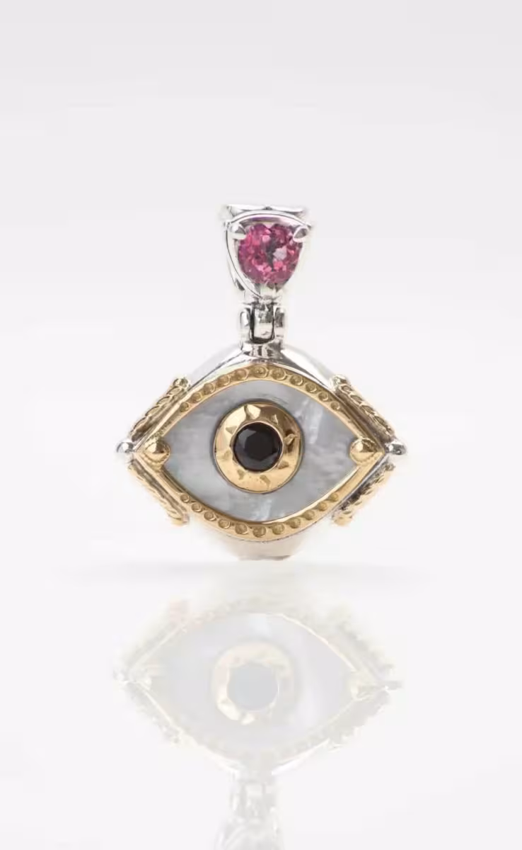 PENDANT OCTOBER EVIL EYE WITH PINK TOPAZ