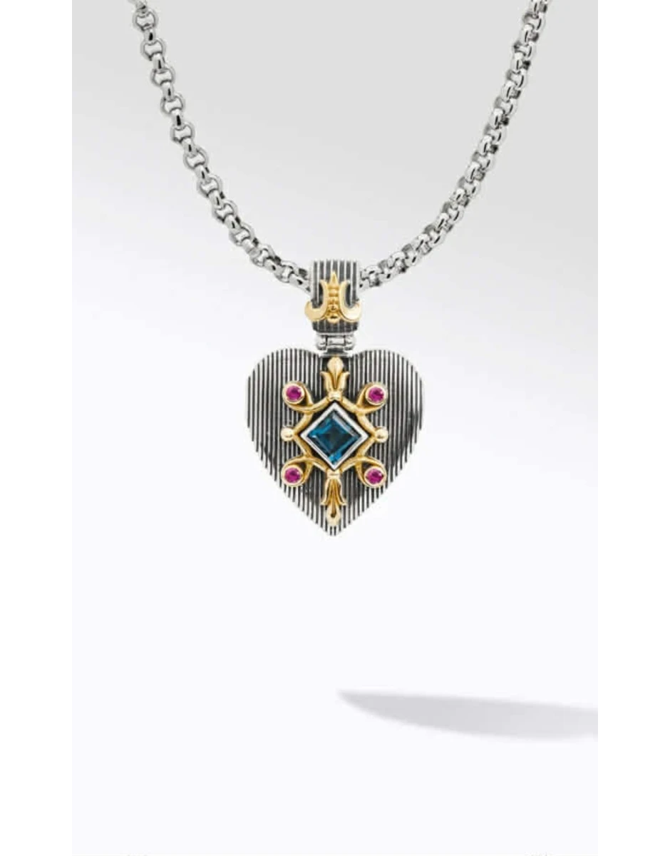 PENDANT STERLING SILVER 925, GOLD 18K WITH LONDON BLUE TOPAZ