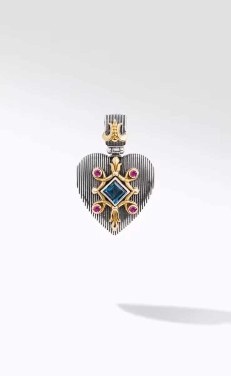 PENDANT STERLING SILVER 925, GOLD 18K WITH LONDON BLUE TOPAZ