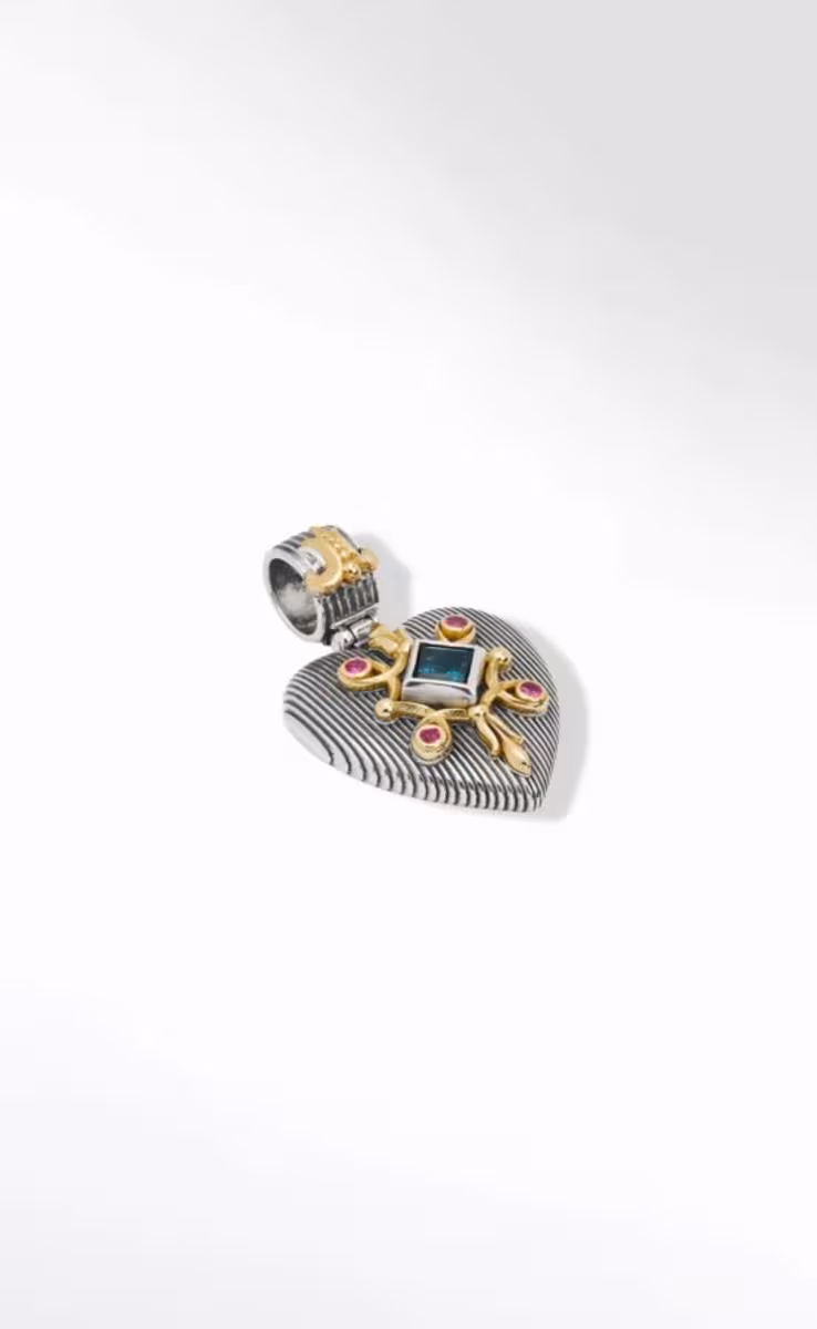 PENDANT STERLING SILVER 925, GOLD 18K WITH LONDON BLUE TOPAZ