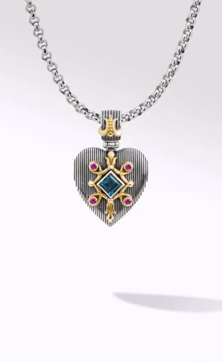 PENDANT STERLING SILVER 925, GOLD 18K WITH LONDON BLUE TOPAZ