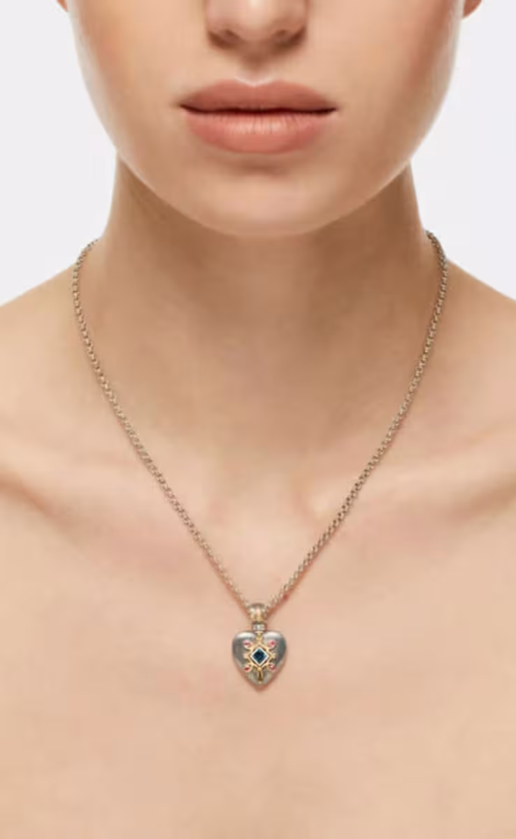 PENDANT STERLING SILVER 925, GOLD 18K WITH LONDON BLUE TOPAZ