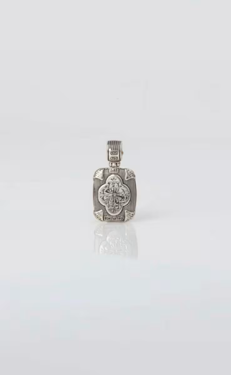 PENDANT STERLING SILVER 925, GOLD 18K WITH RHODOLITE