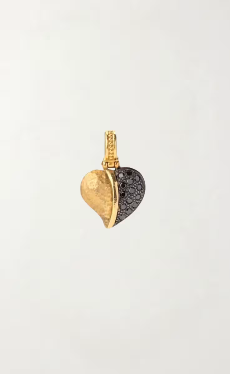 PENDANT HEART GOLD 18K WITH BLACK DIAMONDS