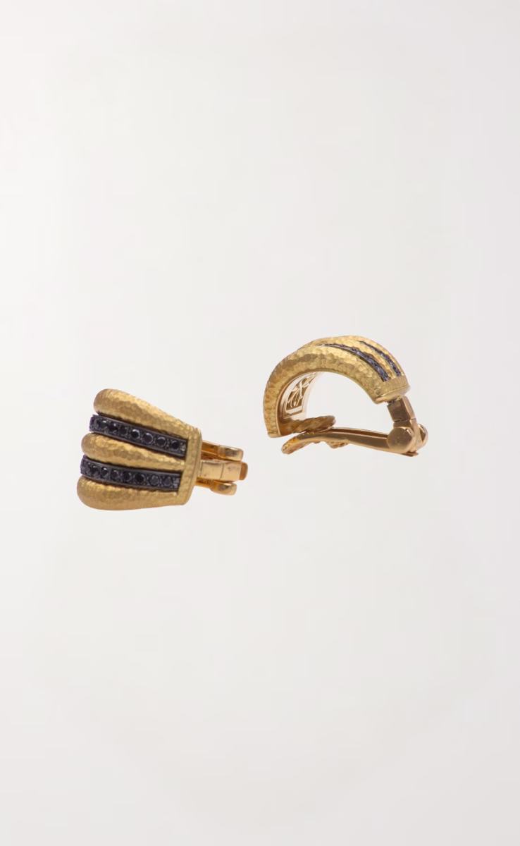 EARRINGS 18K GOLD WITH BLACK DIAMOND