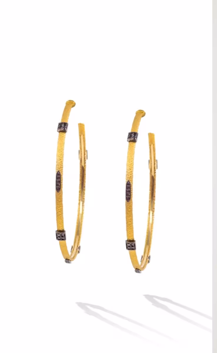 EARRINGS 18K GOLD WITH BLACK DIAMOND & RUBY