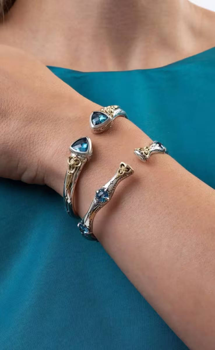 VORTEX BRACELET BLUE SPINEL STERLING SILVER & 18K GOLD