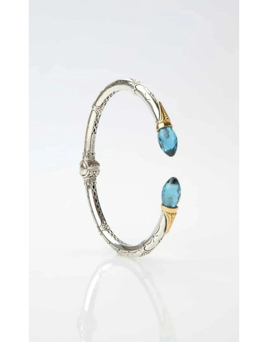 VORTEX ΒΡΑΧΙΟΛΙ ΑΣΗΜΙ & ΧΡΥΣΟ 18Κ ΜΕ ΜΠΛΕ ΣΠΙΝΕΛ