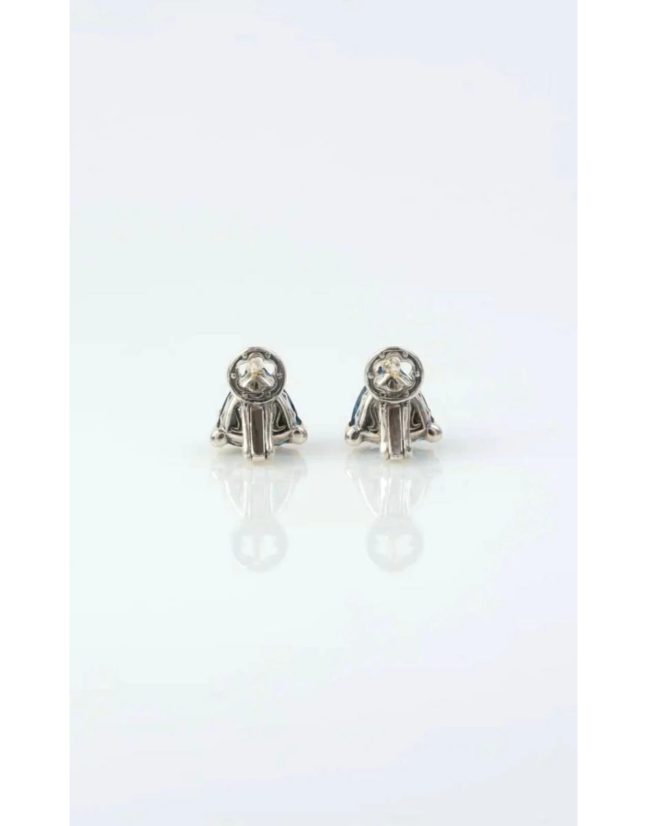 ΣΚΟΥΛΑΡΙΚΙΑ ΑΣΗΜΙ & ΧΡΥΣΟ 18k ΜΕ ΜΠΛΕ SPINEL