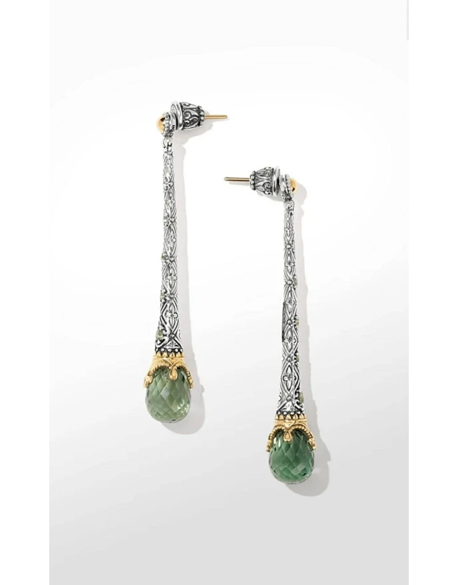 EARRINGS WITH GREEN AMETHYST QUARTZ