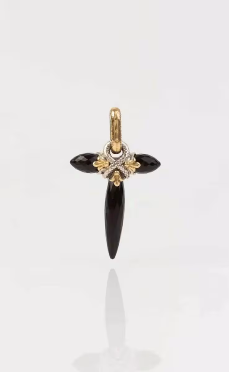 PENDANT EON CROSSSTERLING SILVER 925 & GOLD 18K WITH ONYX