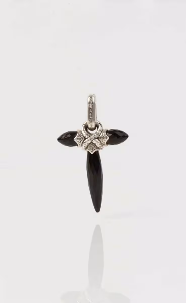 PENDANT EON CROSSSTERLING SILVER 925 & GOLD 18K WITH ONYX