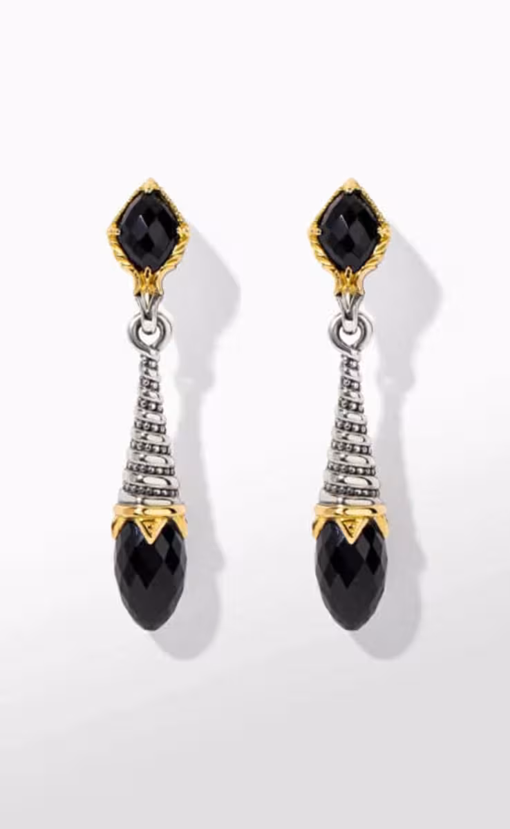 EARRINGS IN STERLING SILVER 925 & 18K GOLD WITH ONYX