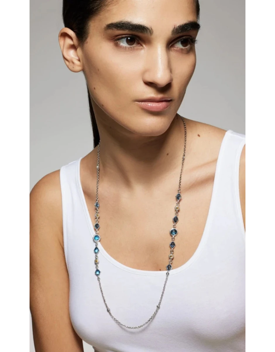 PRISM STATION NECKLACE WITH BLUE SPINEL