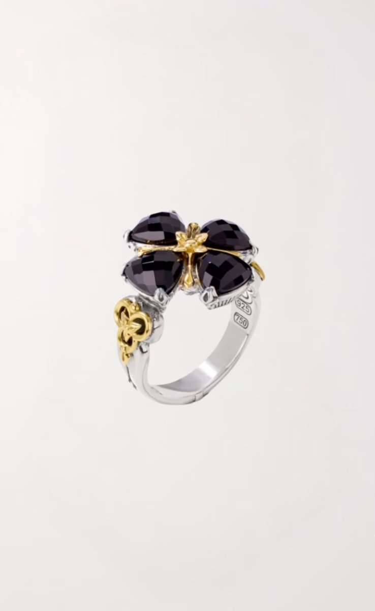RING STERLING SILVER & 18K GOLD WITH ONYX
