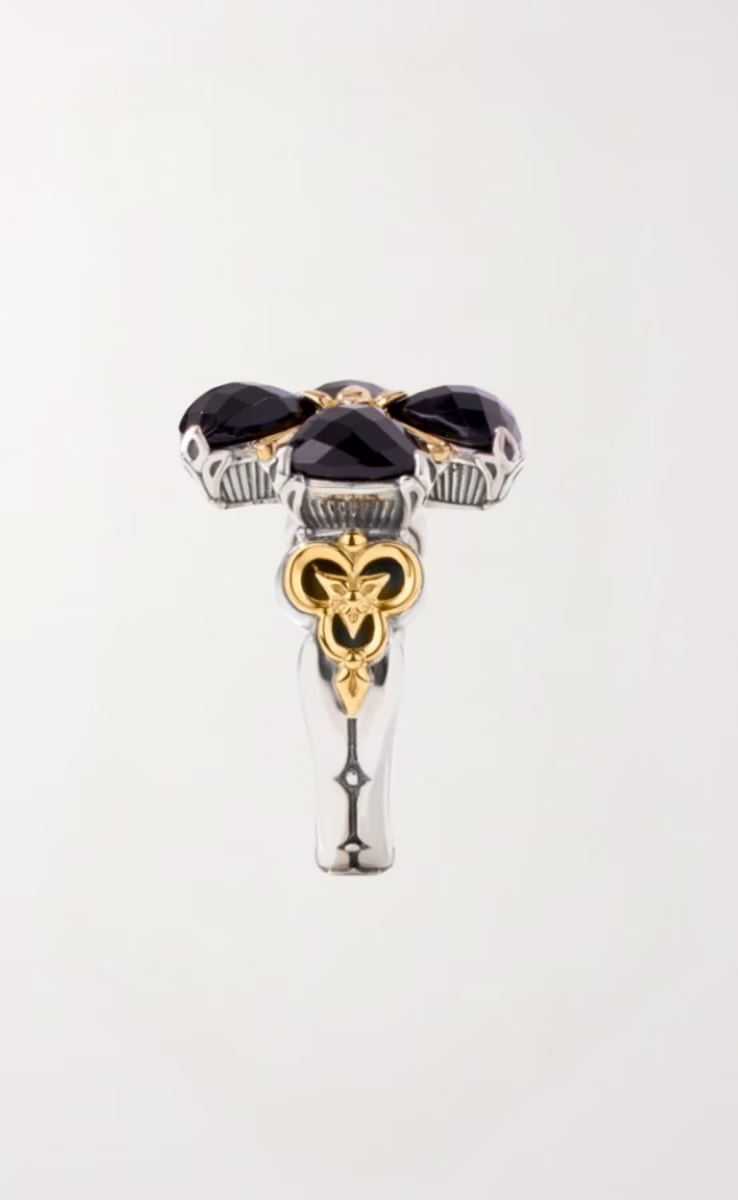 RING STERLING SILVER & 18K GOLD WITH ONYX