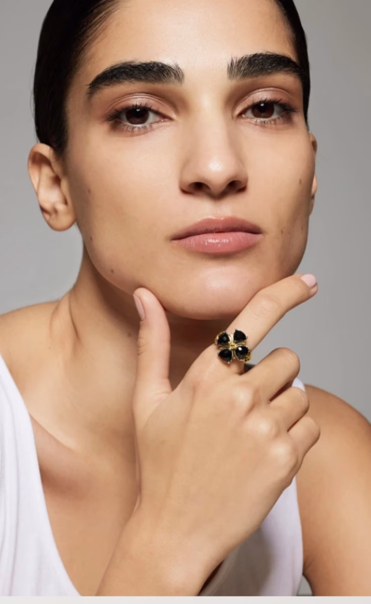 RING STERLING SILVER & 18K GOLD WITH ONYX