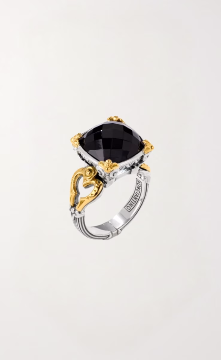 RING STERLING SILVER, GOLD 18k ONYX