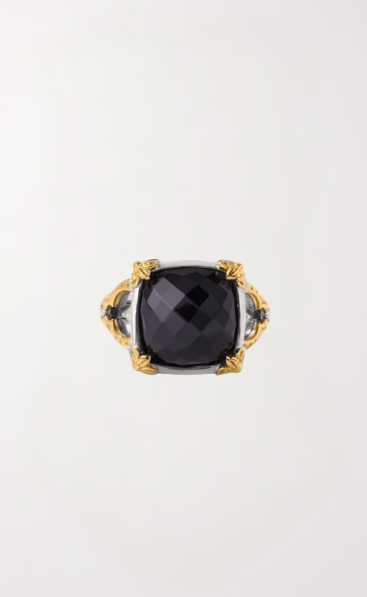 RING STERLING SILVER, GOLD 18k ONYX