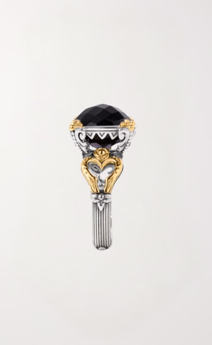 RING STERLING SILVER, GOLD 18k ONYX