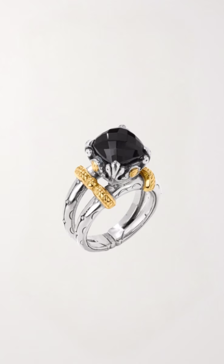 RING STERLING SILVER, GOLD 18k WITH ONYX