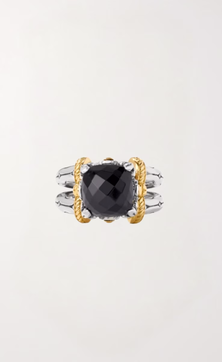 RING STERLING SILVER, GOLD 18k WITH ONYX