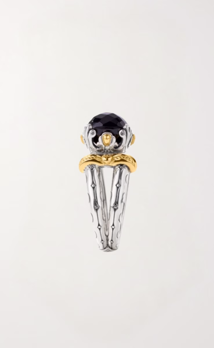 RING STERLING SILVER, GOLD 18k WITH ONYX