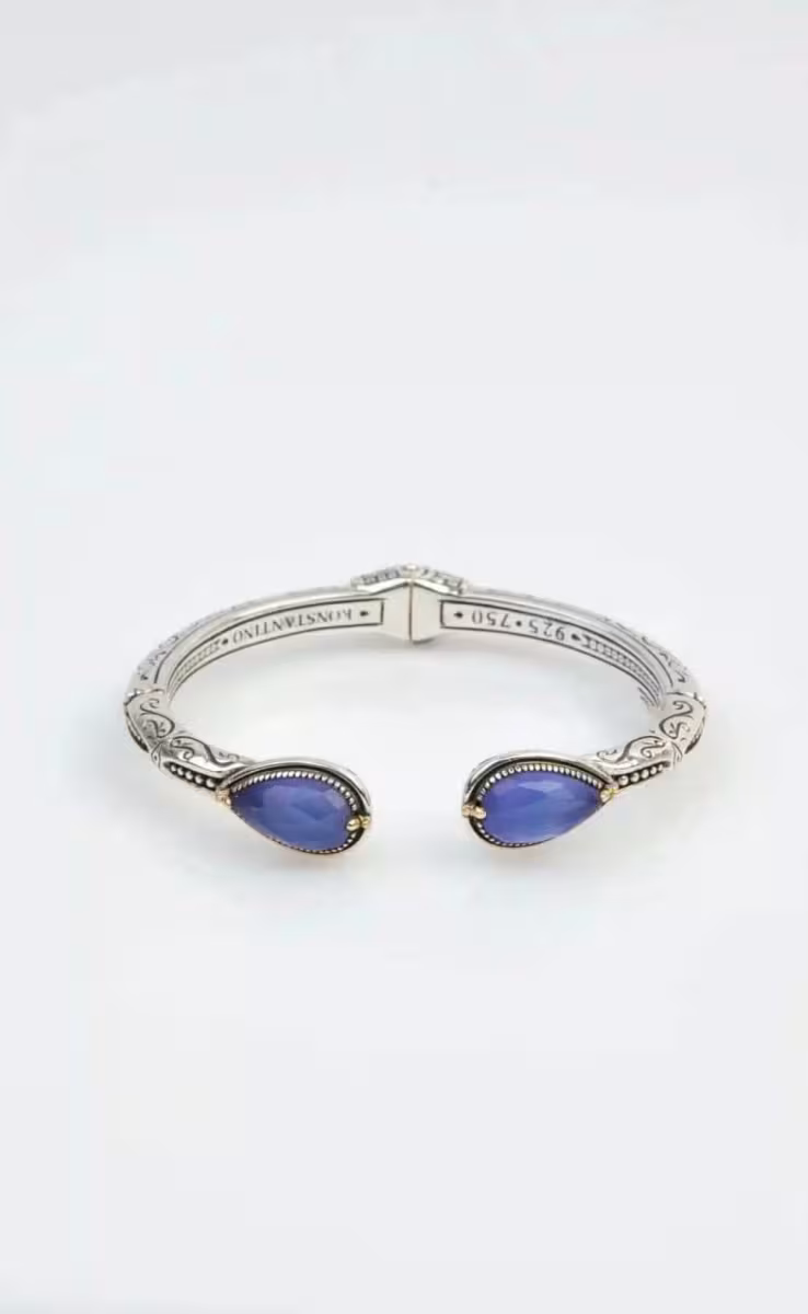 BRACELET WITH ROCK CRYSTAL, PURPLE AGATE & MOP TRIPLET