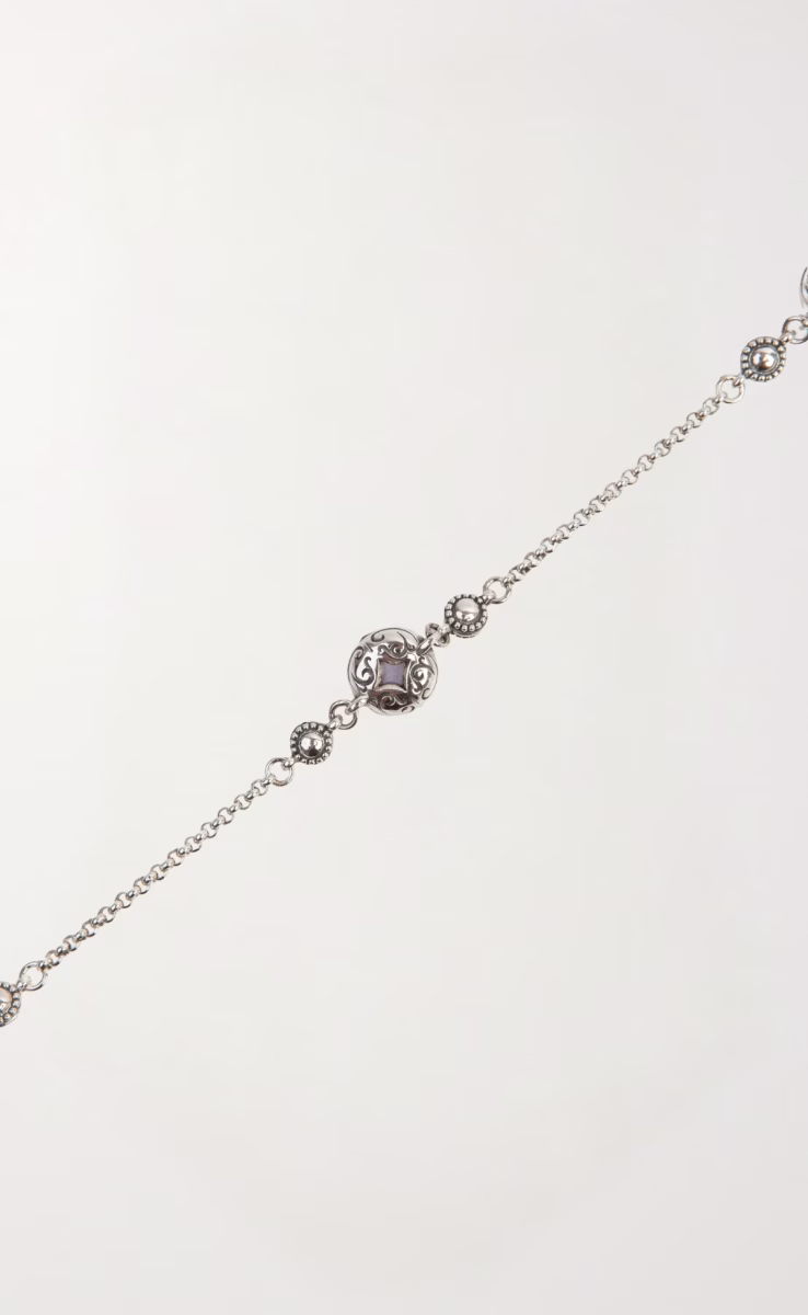 NECKLACE WITH ROCK CRYSTAL, AMETHYST & MOP TRIPLET