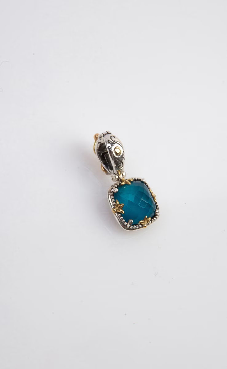 PENDANT WITH ROCK CRYSTAL BLUE MARINE SPINEL MOP TRIPLET