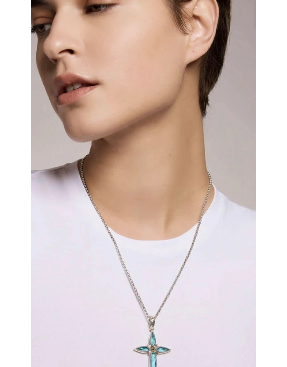 ΣΤΑΥΡΟΣ ΜΕ ΡΟΚ ΚΡΥΣΤΑΛΛΟ, AQUA MARINE & ΠΕΡΛΑ