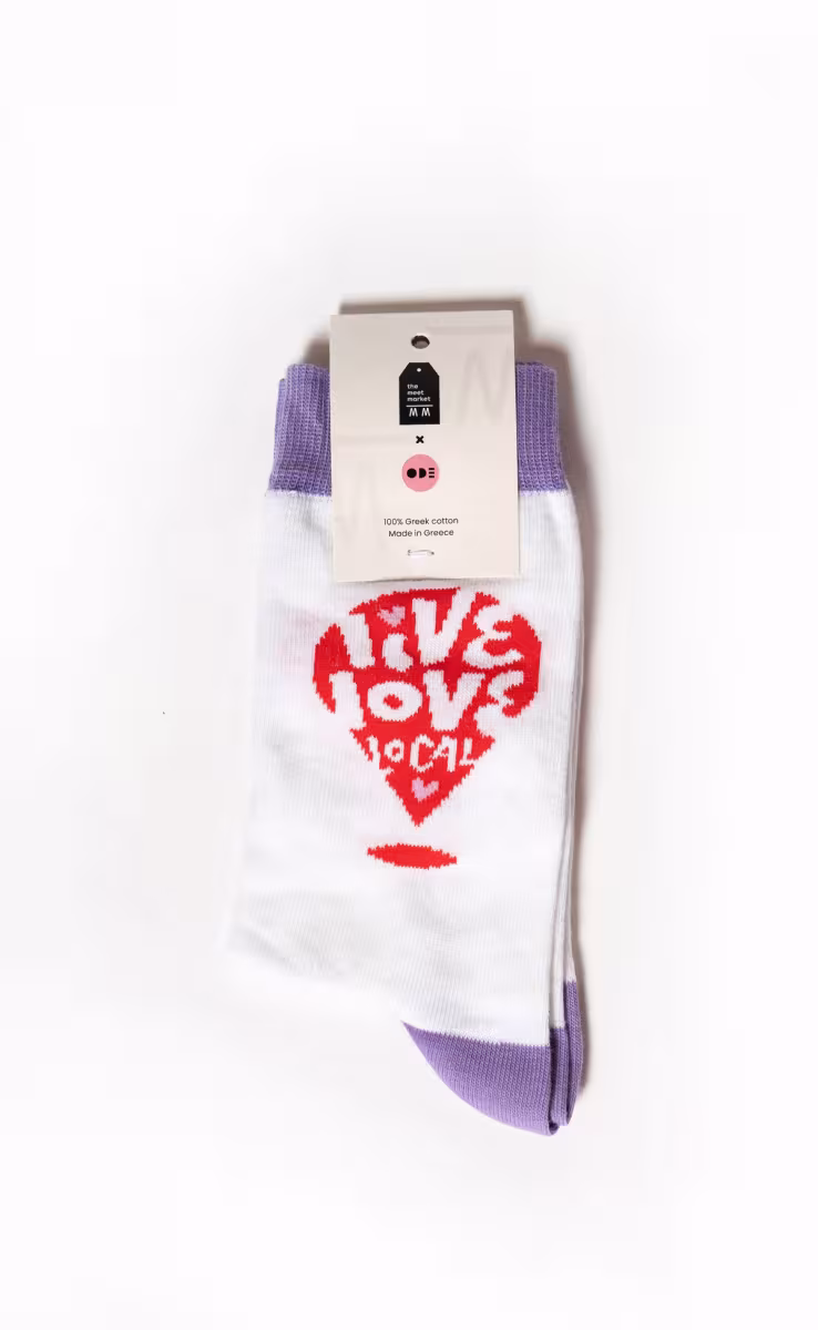ΛΕΥΚΕΣ ΚΑΛΤΣΕΣ LIVE LOVE LOCAL THE MEET MARKET X ODE SOCKS