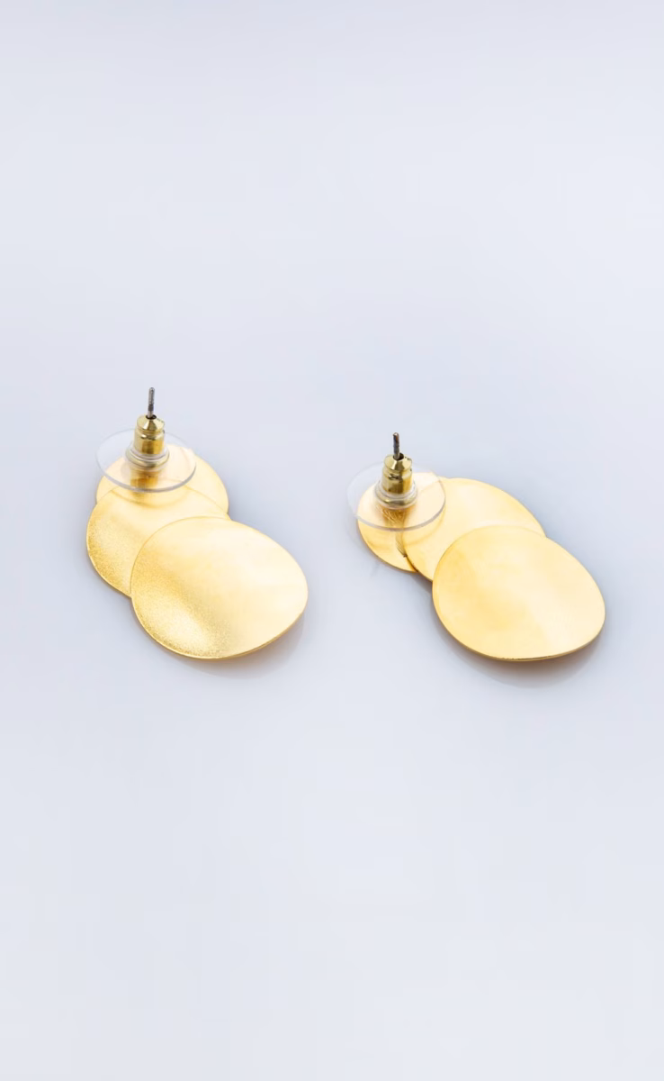 GOLD PLATED EARRINGS 3 DISCS