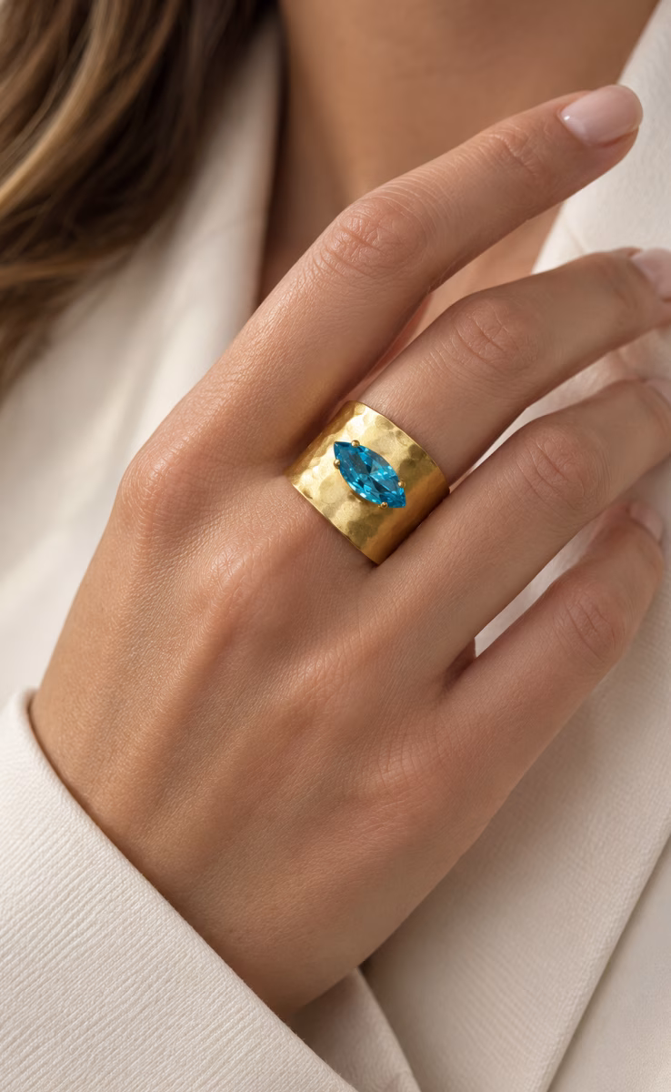 ΔΑΧΤΥΛΙΔΙ SWAROVSKI ΜΕ ΓΑΛΑΖΙΟ ΚΡΥΣΤΑΛΛΟ