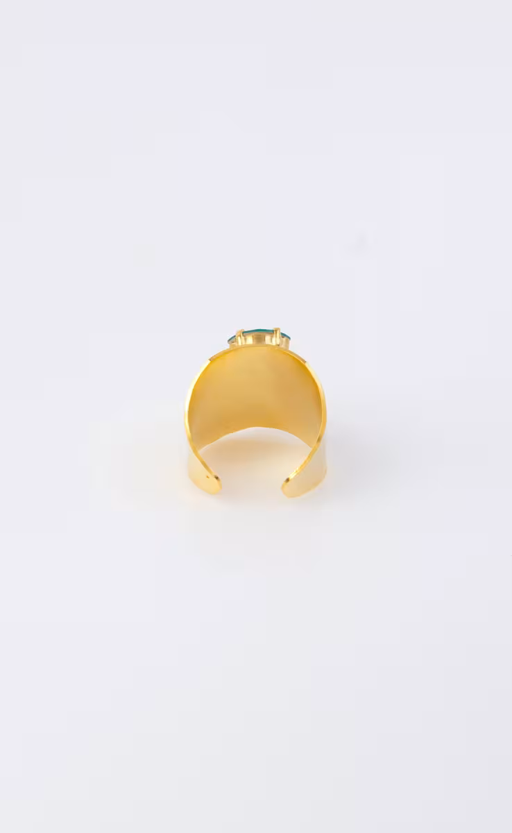 GOLD PLATED RING BLUE CRYSTAL